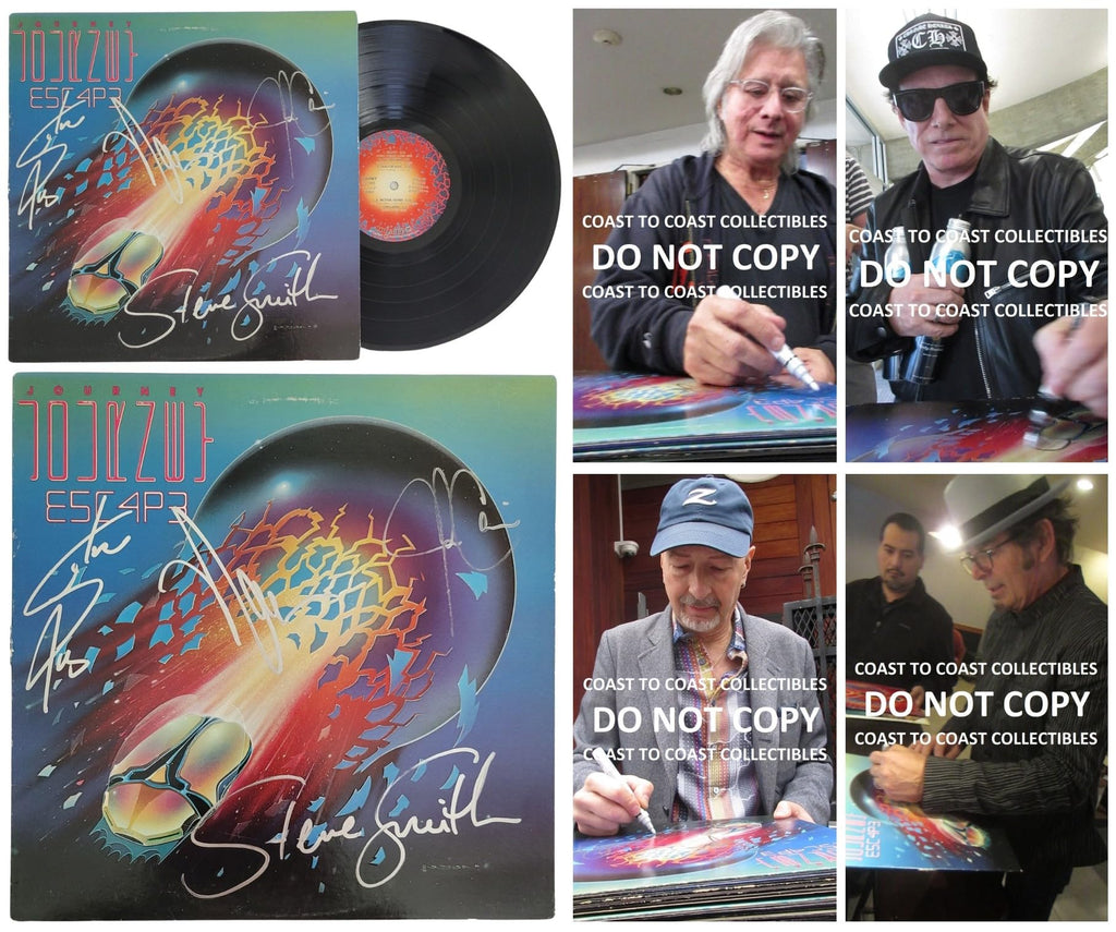 Journey Signed Escape Album COA Proof Autographed Vinyl Record Steve Perry, Steve Smith, Neal Schon, Jonathan Cain