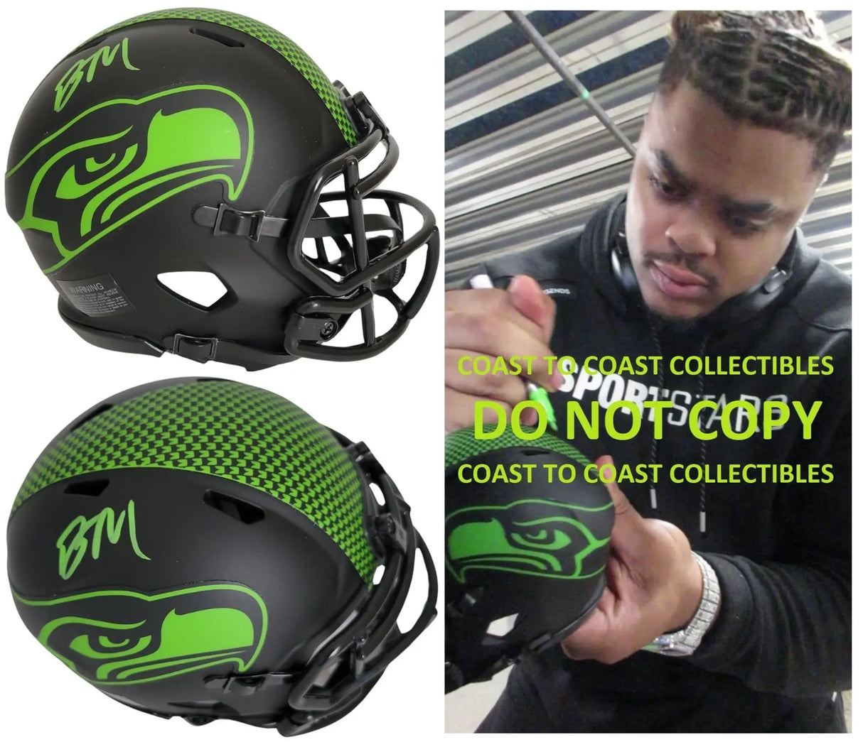 Byron Murphy Signed Seattle Seahawks Mini Football Helmet Proof COA Autographed,