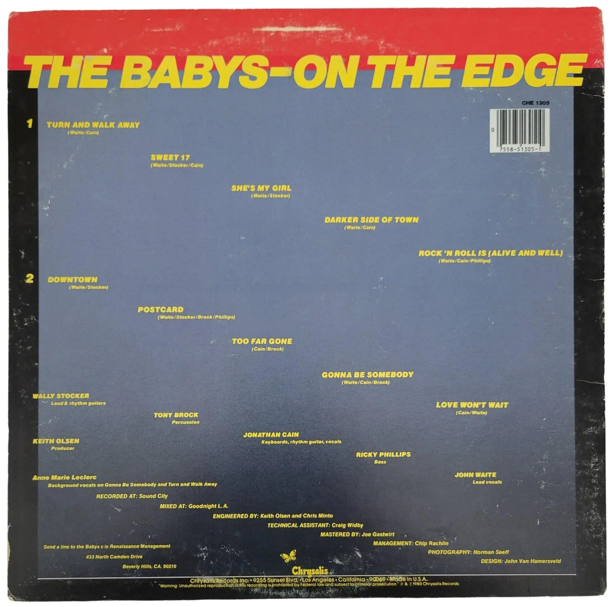 John Waite Jonathan Cain Signed The Babys On The Edge Album COA Proof Autographed Vinyl Record