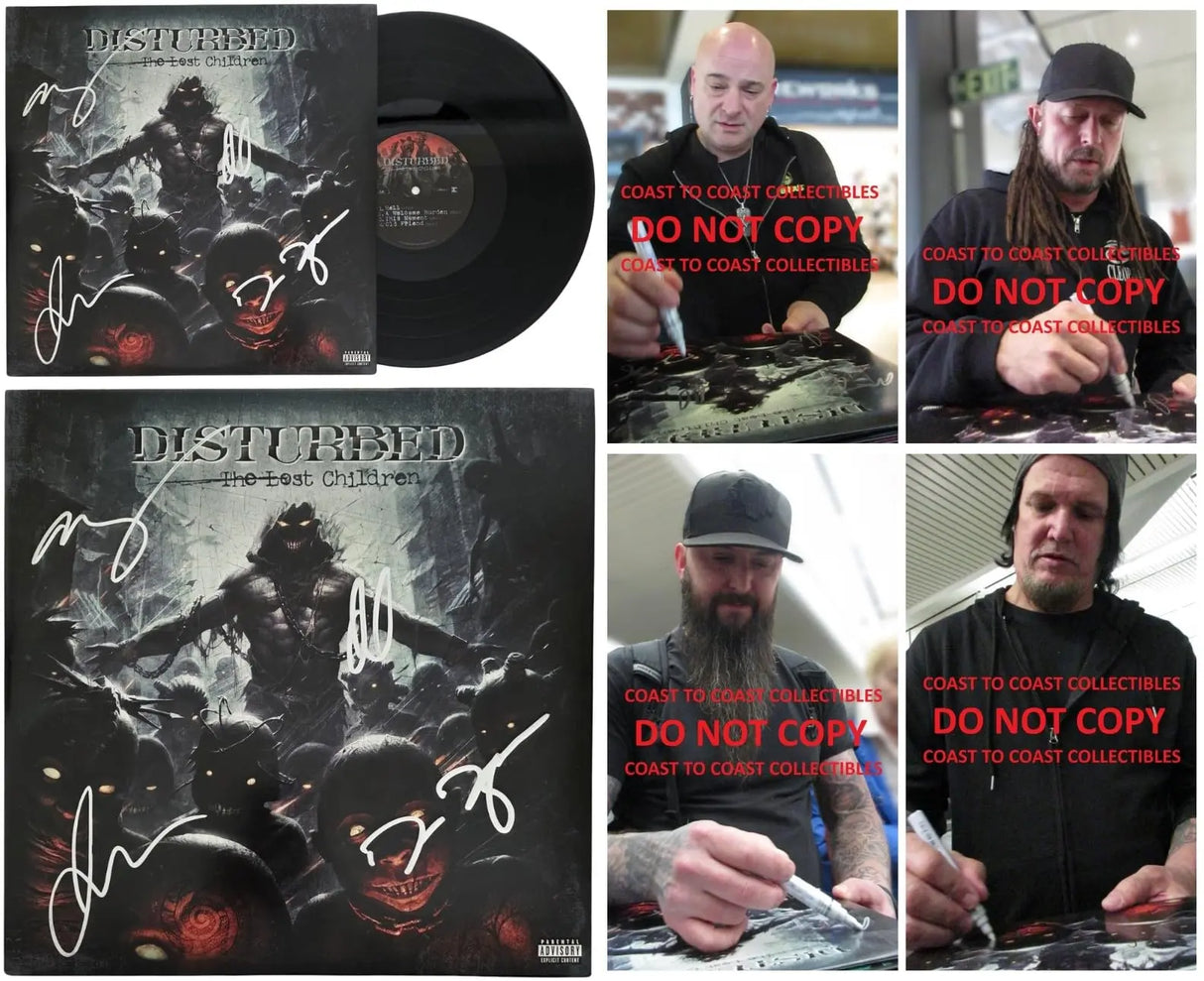 Disturbed Band Signed The Lost Children Album COA Proof Autographed Vinyl Record David Draiman,Dan Donegan,Mike Wengren