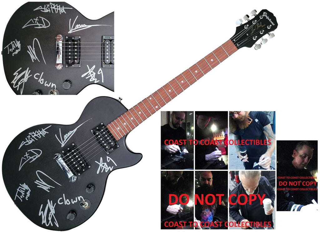 Slipknot Metal Band Signed Les Paul Guitar, Clown, Wilson, Root, Mick COA Proof Slipknot Autographed