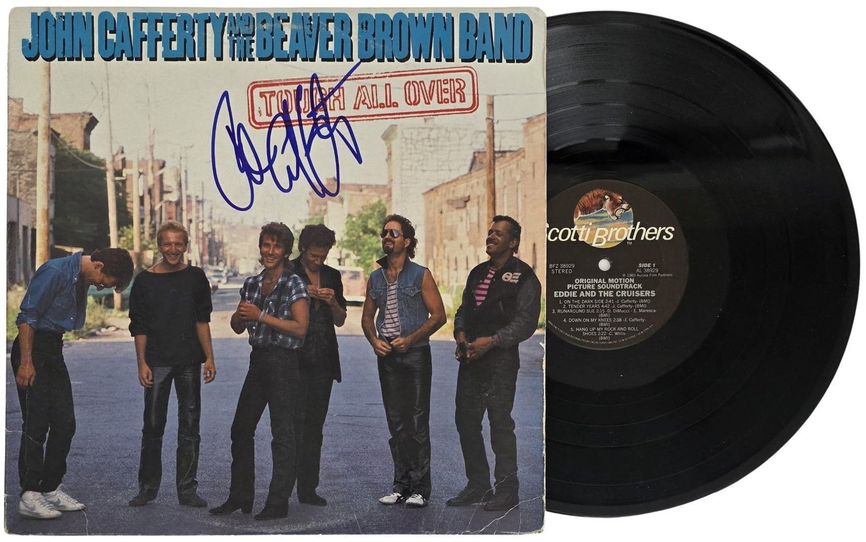 John Cafferty Signed Tough All Over Album COA Proof Autographed Vinyl Record