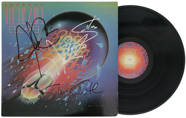 Journey Signed Escape Album COA Proof Autographed Vinyl Record Steve Perry, Steve Smith, Neal Schon, Jonathan Cain STAR