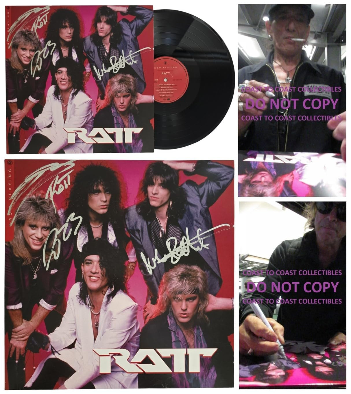 Stephen Pearcy Warren DeMartini Signed Ratt Now Playing Album Proof Autographed Vinyl Record
