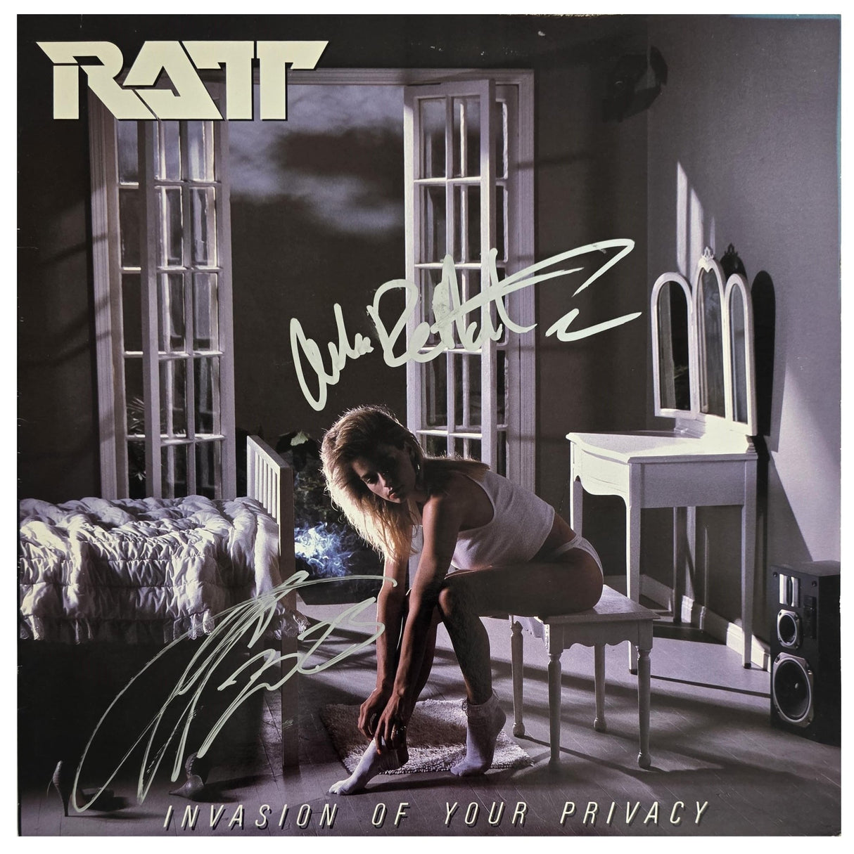 Stephen Pearcy Warren DeMartini Signed Ratt Invasion of Your Privacy Album COA Proof Autographed Vinyl Record
