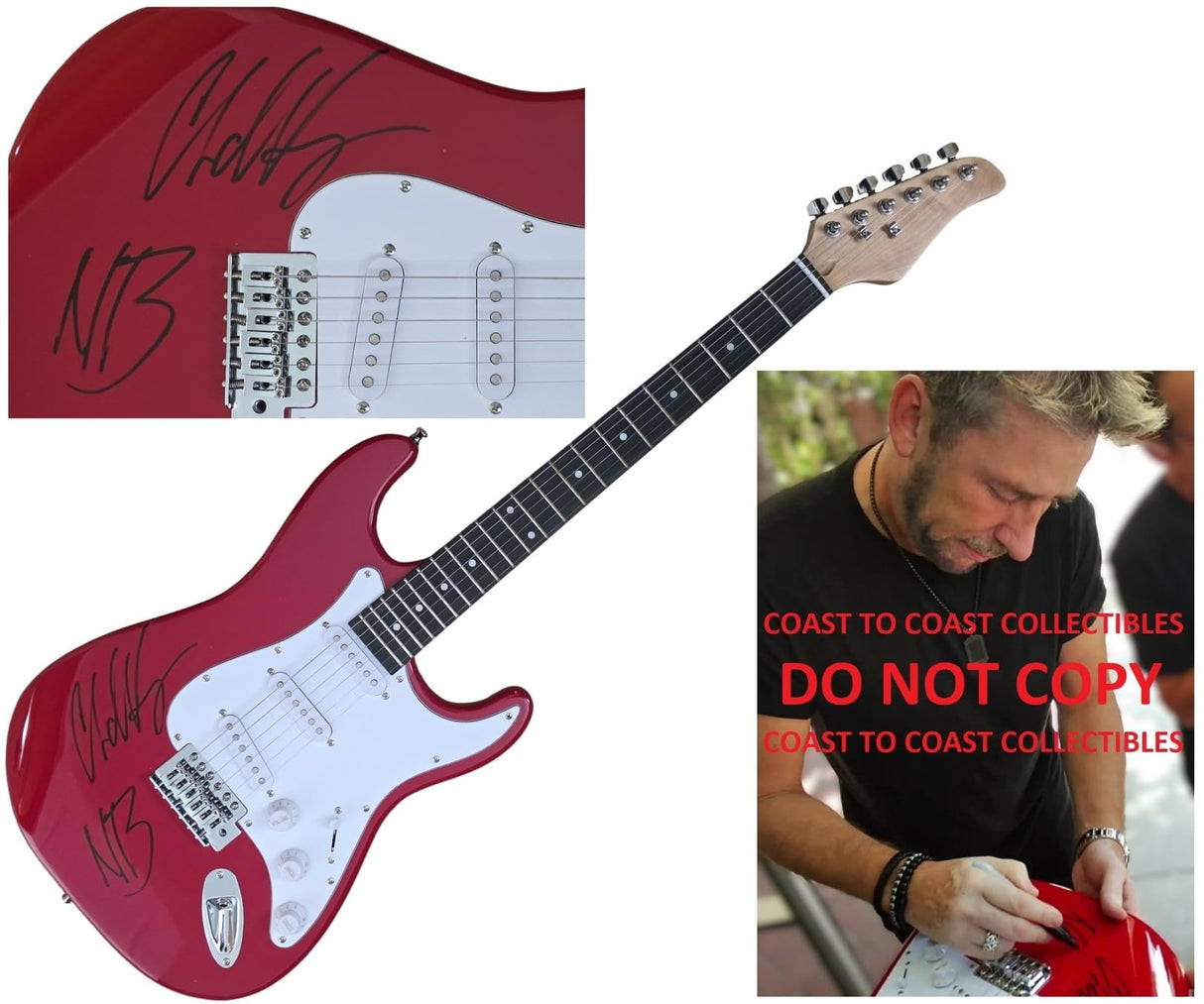 Chad Kroeger Signed Full Size Electric Guitar COA Exact Proof Autographed Nickelback