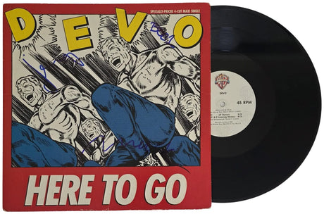 Devo Signed Here To Go Album COA Proof Autographed Vinyl Record Mark Mothersbaugh Gerald Casale Bob Mothersbaugh