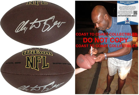 Christian Okoye Signed Football Proof Beckett COA Kansas City Chiefs Autographed