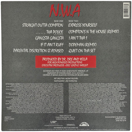Dr. Dre & Ice Cube Signed NWA Straight Outta Compton Album COA Proof Autographed