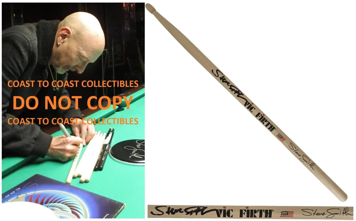 Steve Smith Signed Drumstick COA Exact Proof Journey Drummer Autographed Drumstick