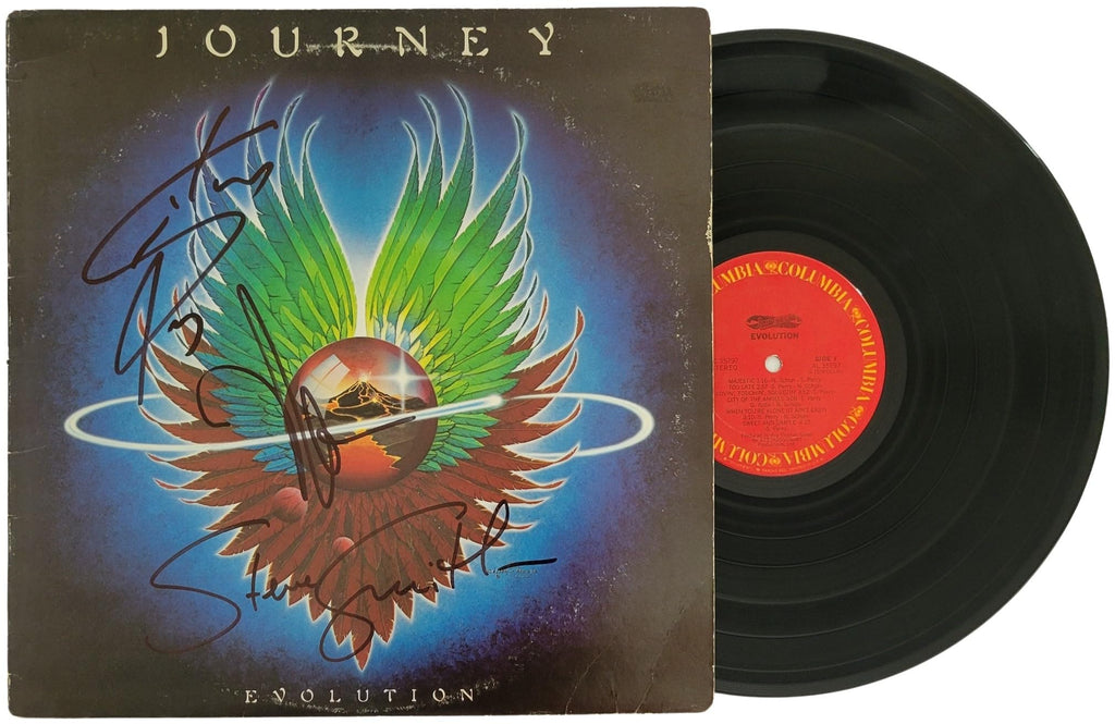 Journey Signed Infinity Album COA Proof Autographed Vinyl Record Steve Perry, Steve Smith, Neal Schon STAR
