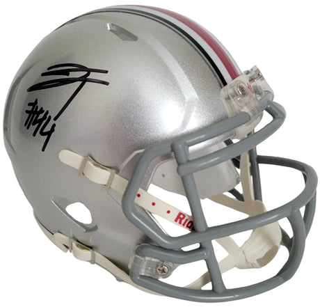 JT Tuimoloau Signed Ohio State Buckeyes Mini Football Helmet Proof COA Autographed