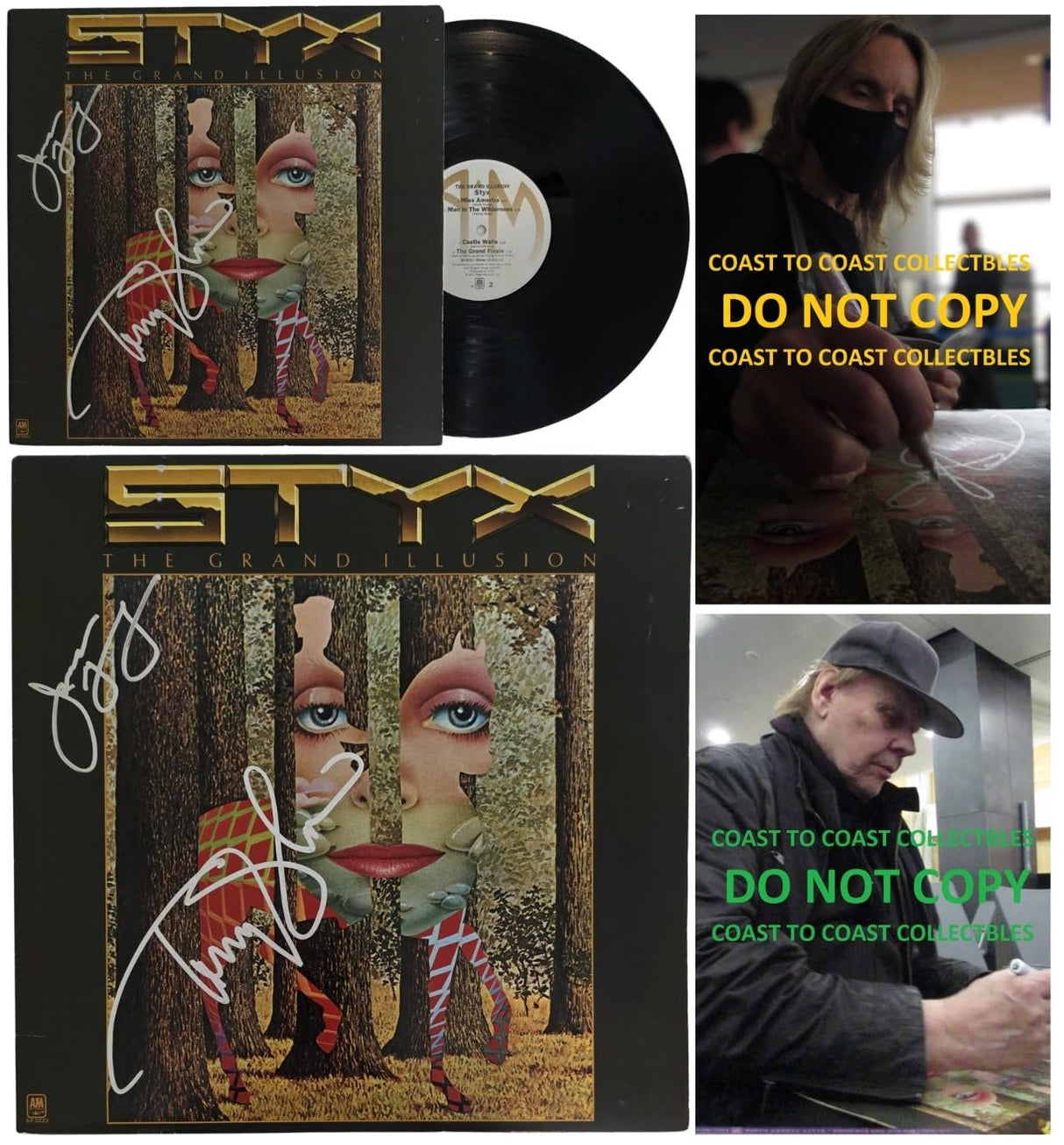 Tommy Shaw & James Young Signed Styx The Grand Illusion Album COA Proof Autographed Vinyl Record