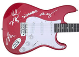 Disturbed Band Signed Full Size Red Electric Guitar COA Exact Proof Autographed