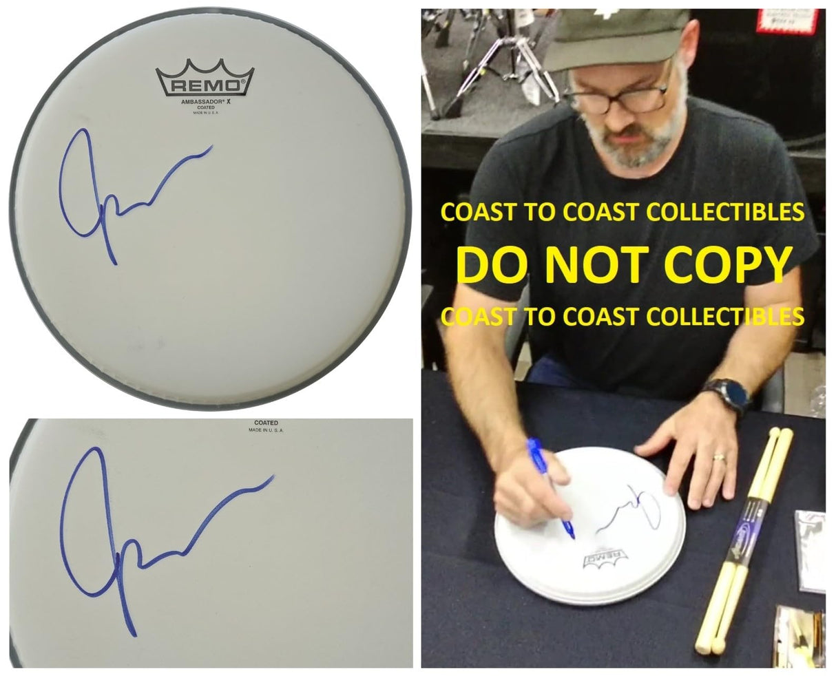 Jason McGerr Death Cab for Cutie Drummer Signed Drumhead COA Proof Autographed