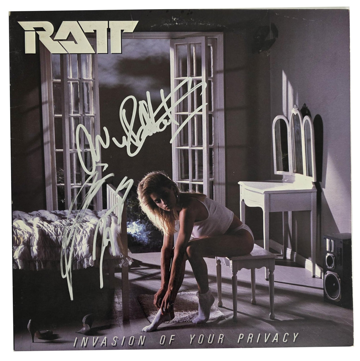 Stephen Pearcy Warren DeMartini Signed Ratt Invasion of Your Privacy Album COA Proof Autographed Vinyl Record
