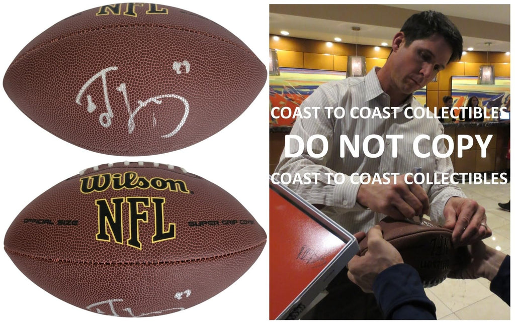 Ed McCaffrey Signed Football Proof COA Autographed Denver Broncos 49ers Stanford