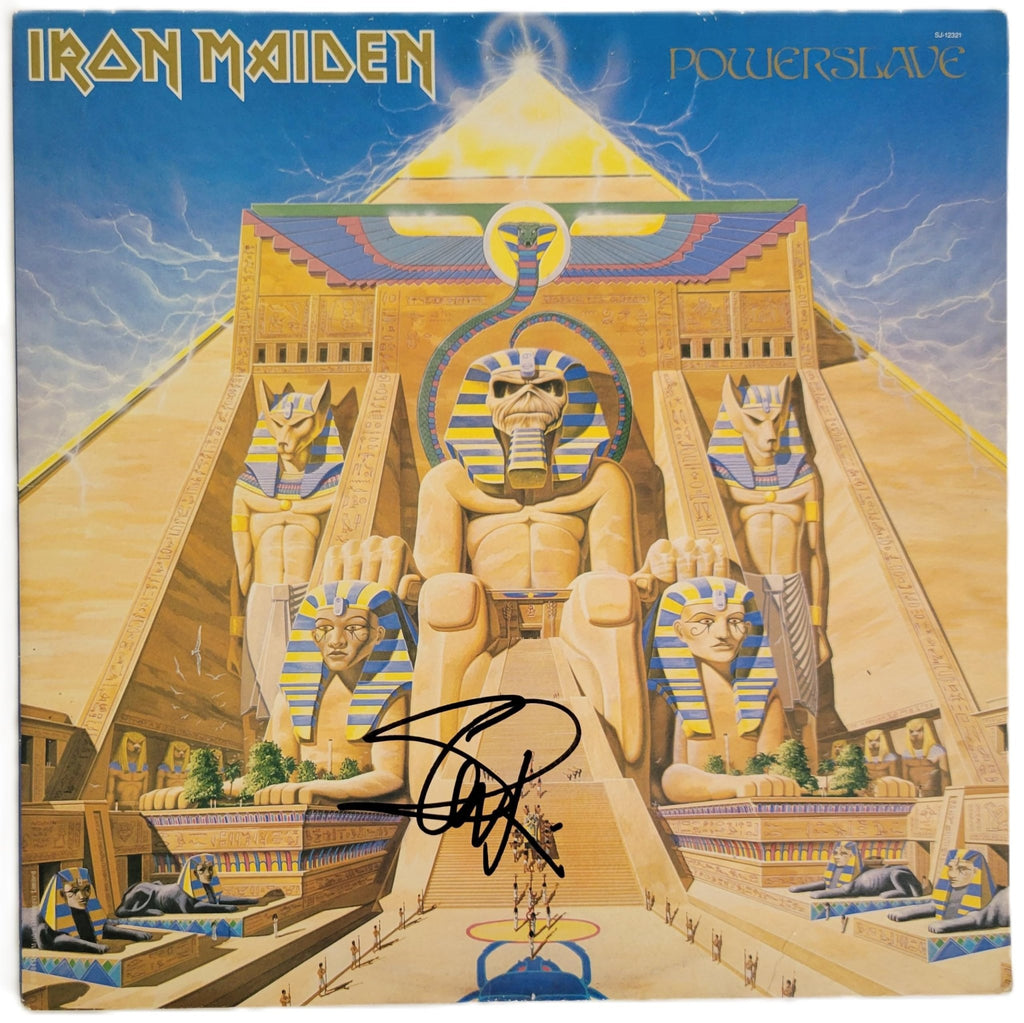 Steve Harris Signed Iron Maiden Powerslave Album COA Exact Proof Autographed Vinyl Record