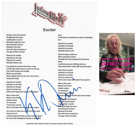 KK Downing Signed Judas Exciter Lyrics Sheet COA Exact Proof Autographed Judas Priest
