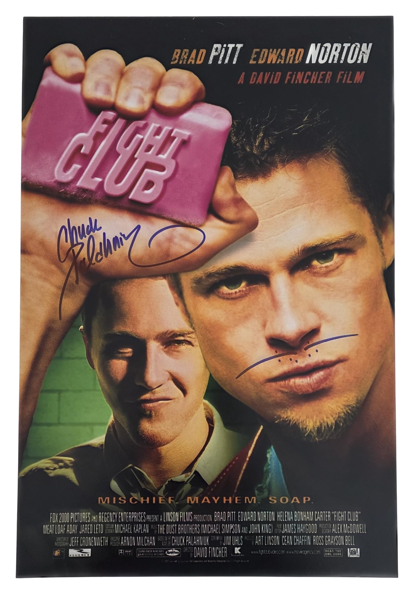 Chuck Palahniuk Signed 12x18 Fight Club Movie Poster Photo COA Exact Proof Autographed