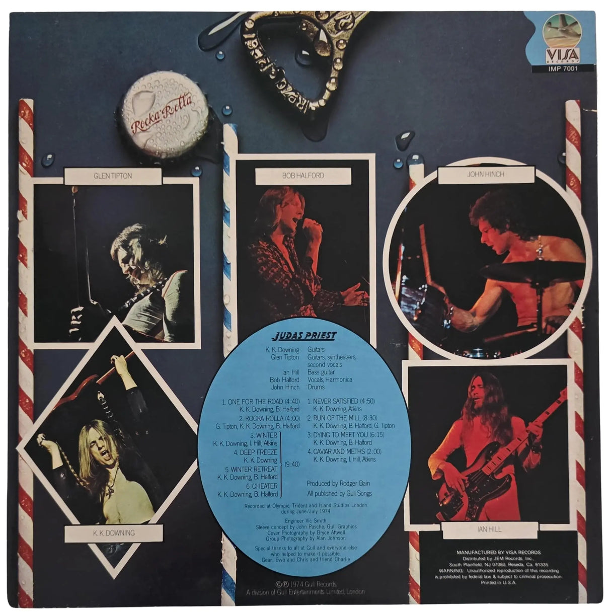 Judas Priest Signed Rocka Rolla Album COA Proof Autographed Vinyl Record Halford Tipton Hill Downing Judas Priest