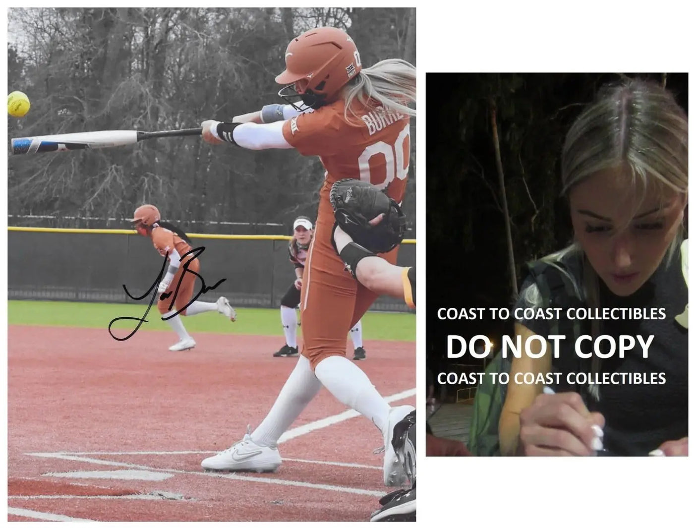 Lauren Burke signed Longhorns 8x10 softball photo COA Proof autograhed Model