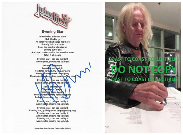 KK Downing Signed Heading out to the Highway Lyrics Sheet COA Exact Proof Autographed Judas Priest