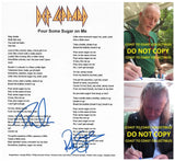 Rick Savage & Phil Collen Signed Def Leppard Pour Some Sugar on Me Lyrics Sheet COA Proof Autographed