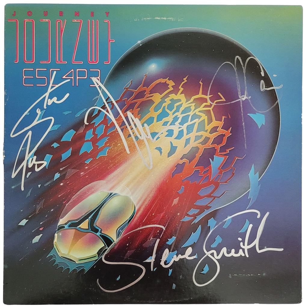 Journey Signed Escape Album COA Proof Autographed Vinyl Record Steve Perry, Steve Smith, Neal Schon, Jonathan Cain