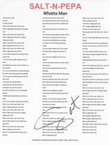 Salt Signed Salt - N - Pepa Whatta Man Lyric Sheet COA Exact Proof Autographed
