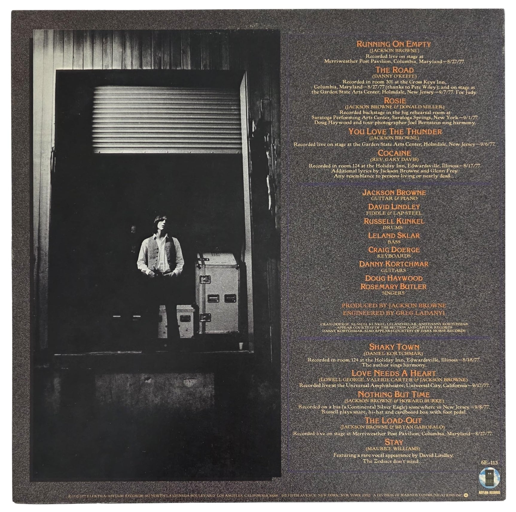 Jackson Browne Signed Running on Empty Album COA Proof Autographed Vinyl Record