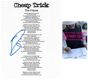 Robin Zander Signed The Flame Lyrics Sheet COA Proof Autographed Cheap Trick