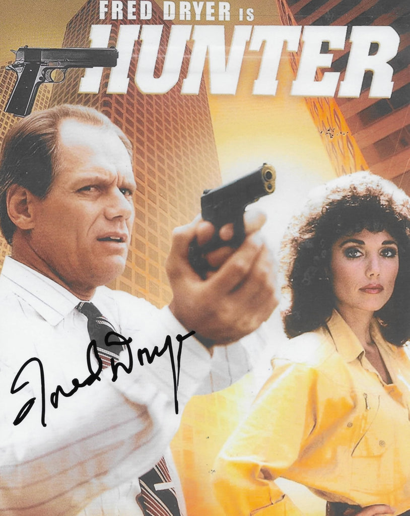 Fred Dryer Signed Hunter Sgt Rick Hunter 8x10 photo Exact Proof COA Autographed STAR