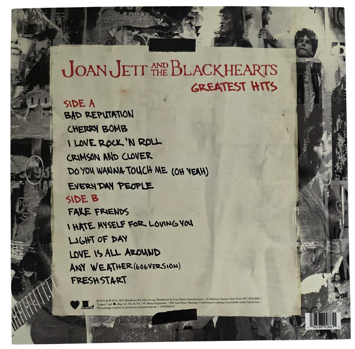 Joan Jett Signed Greatest Hits Album COA Exact Proof Autographed Vinyl Record