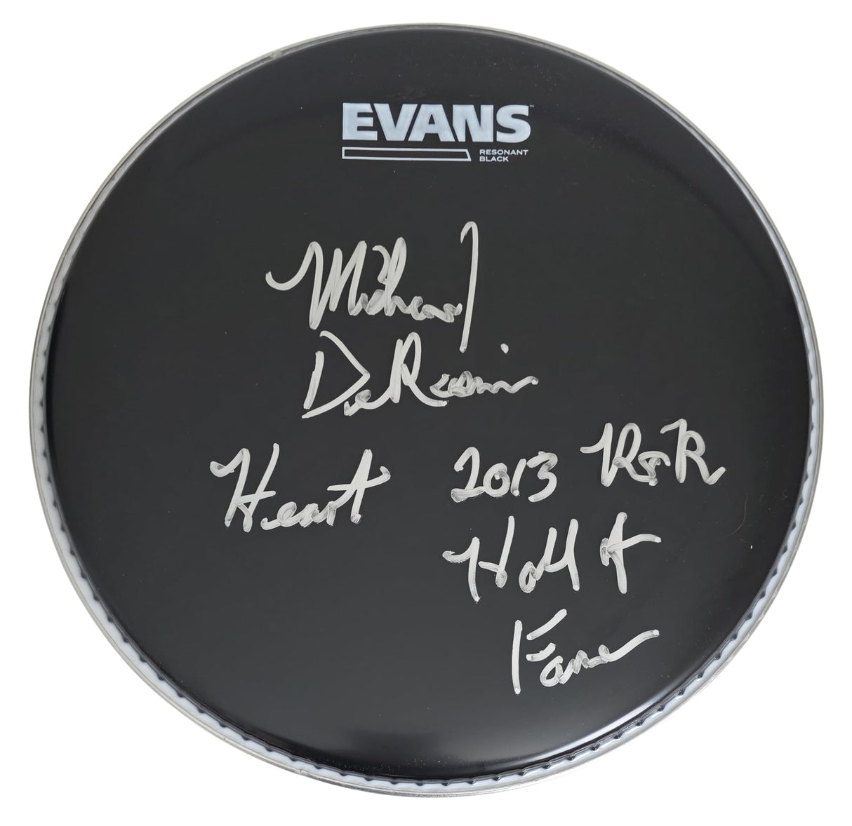 Michael Derosier Heart HOF Drummer Signed Drumhead COA Exact Proof Autographed