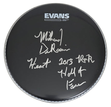 Michael Derosier Heart HOF Drummer Signed Drumhead COA Exact Proof Autographed
