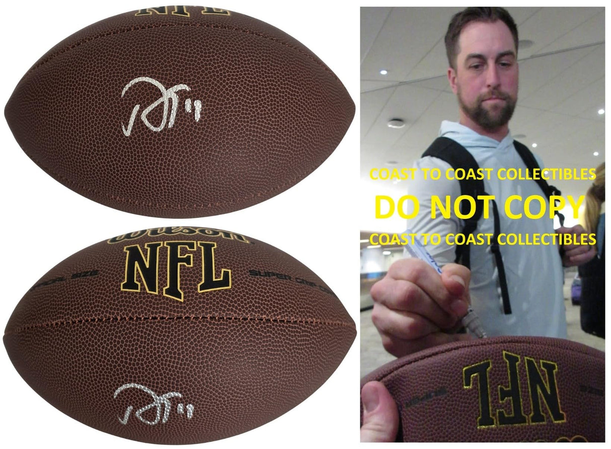 Adam Thielen Signed Football COA Proof Autographed Panthers Minnesota Vikings