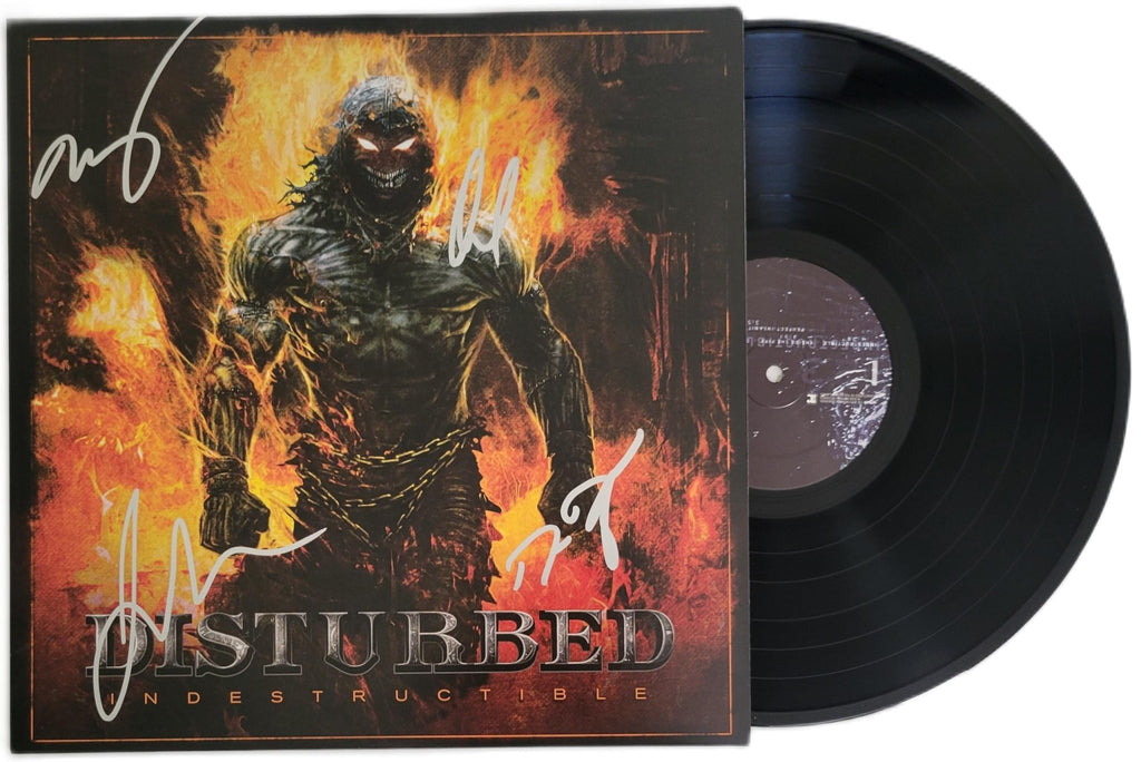 Disturbed Band Signed Indestructible Album COA Proof Autographed Vinyl Record David Draiman,Dan Donegan,Mike Wengren,John Moyer