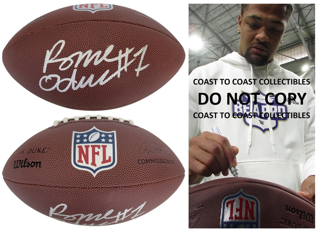 Rome Odunze Signed NFL Duke Football Proof COA Autographed Washington Huskies