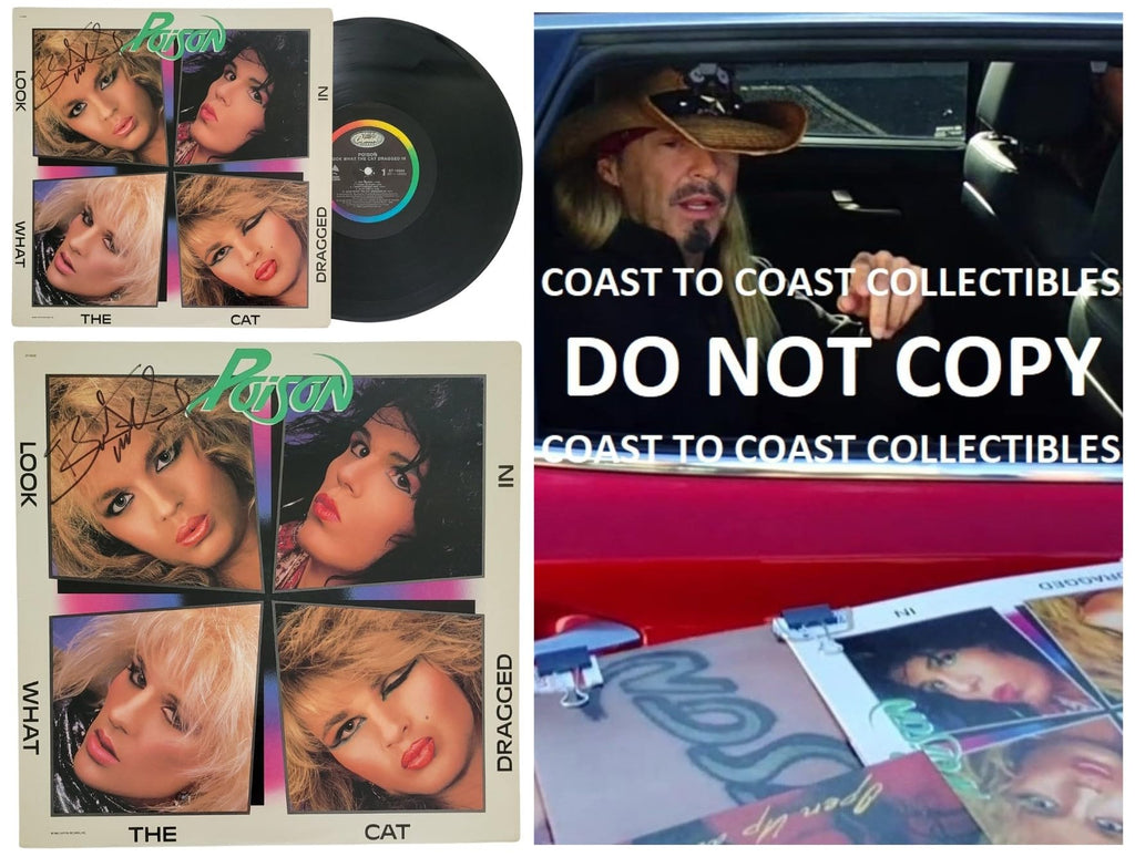 Bret Michaels Signed Poison Look What the Cat Album COA Proof Autographed Vinyl Record..