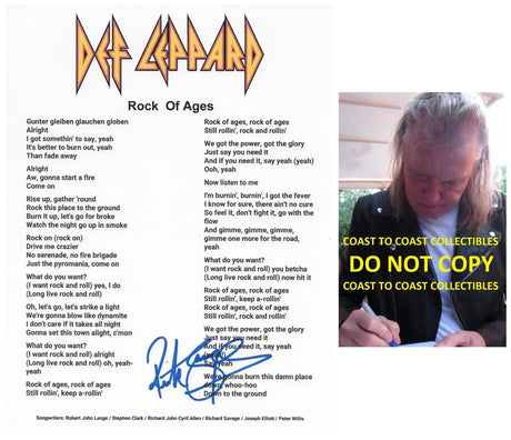 Rick Savage Signed Def Leppard Rock of Ages Lyrics Sheet COA Proof Autographed