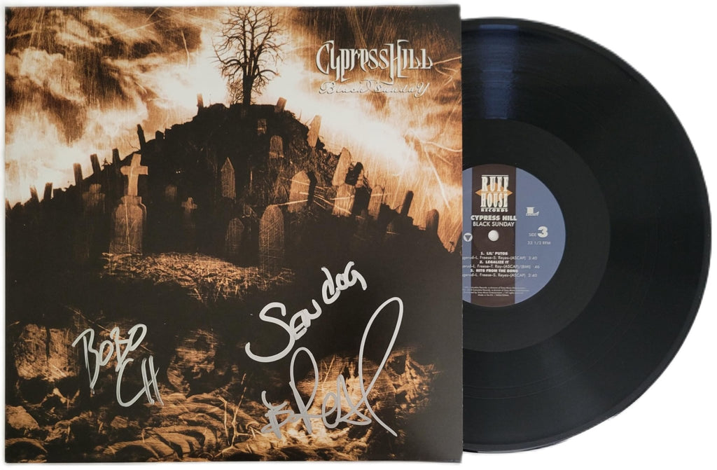 Cypress Hil Signed Black Sunday Album COA Autographed Vinyl Record Proof Sen Dog,B - Real,Eric Bobo