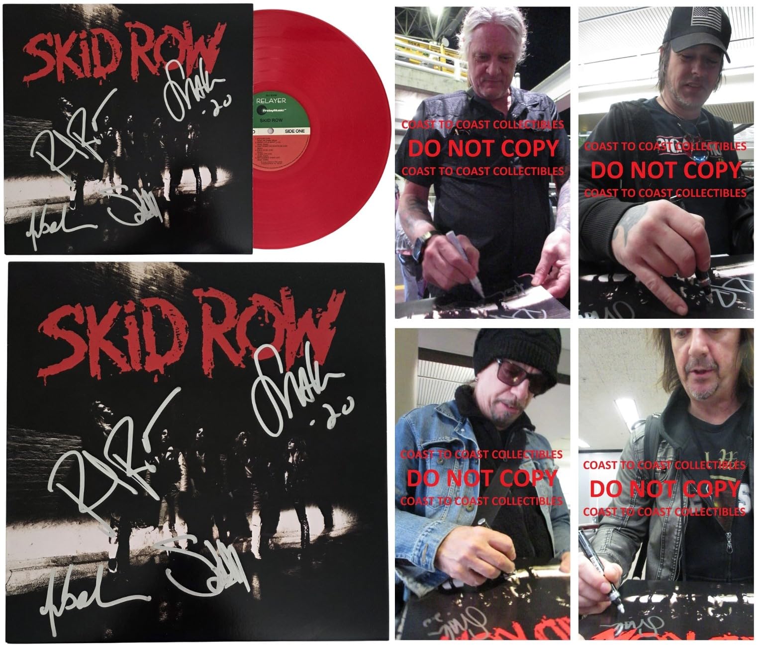 Skid Row Band Signed Album COA Exact Proof Autographed Vinyl Record Sabo,Hill,Bolan,Bach