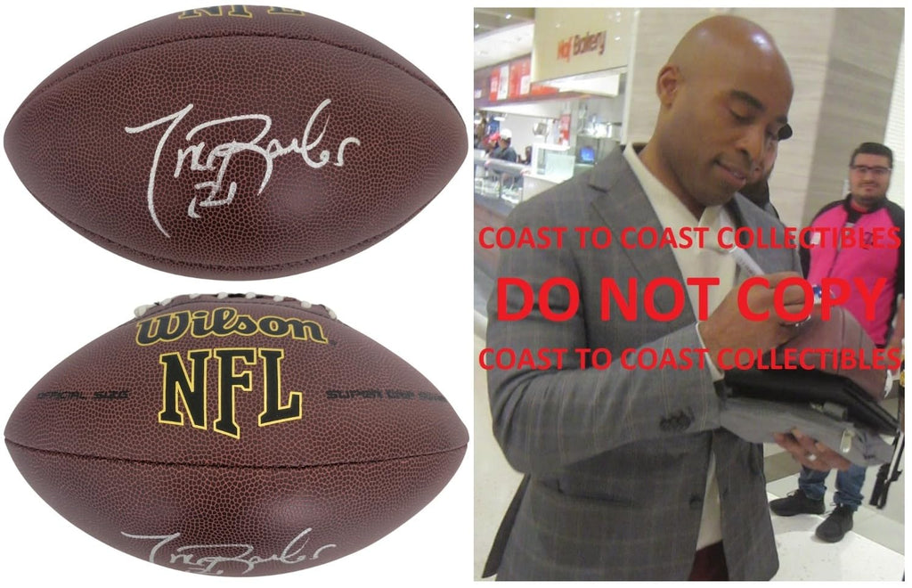 Tiki Barber Signed Football Proof COA Autographed New York Giants Virginia