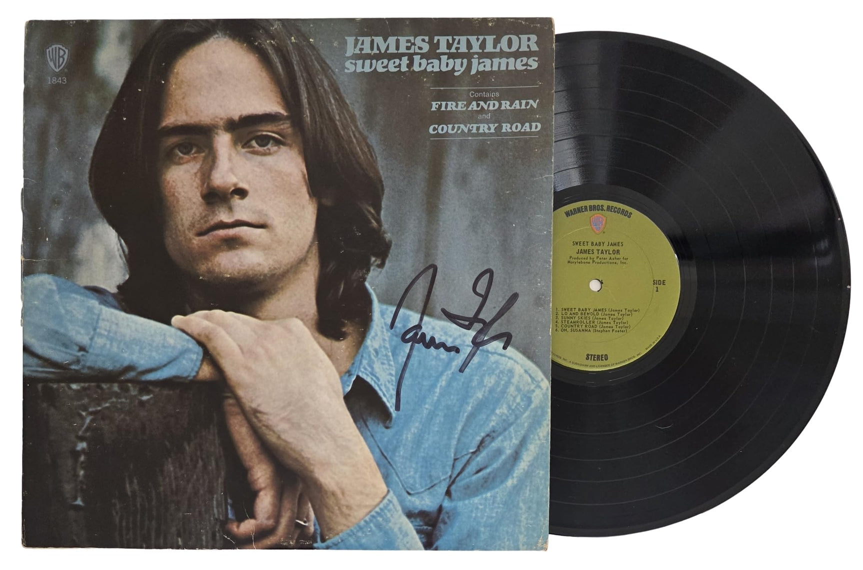 James Taylor Signed Sweet Baby James Album COA Exact Proof Autographed Vinyl Record