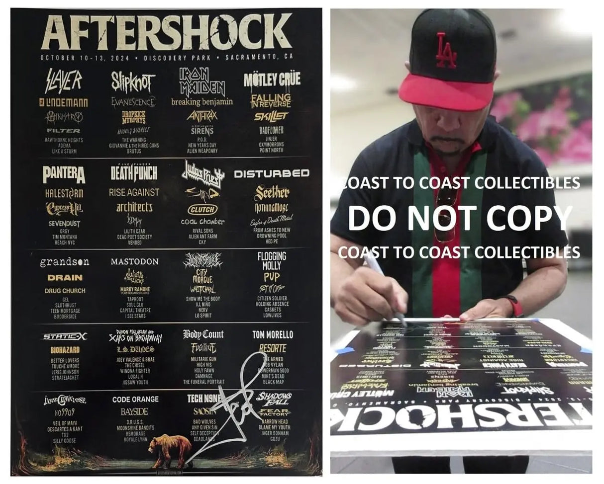 Ice T Signed 2024 Aftershock Festival 12x18 Event Poster COA Proof Autographed Star