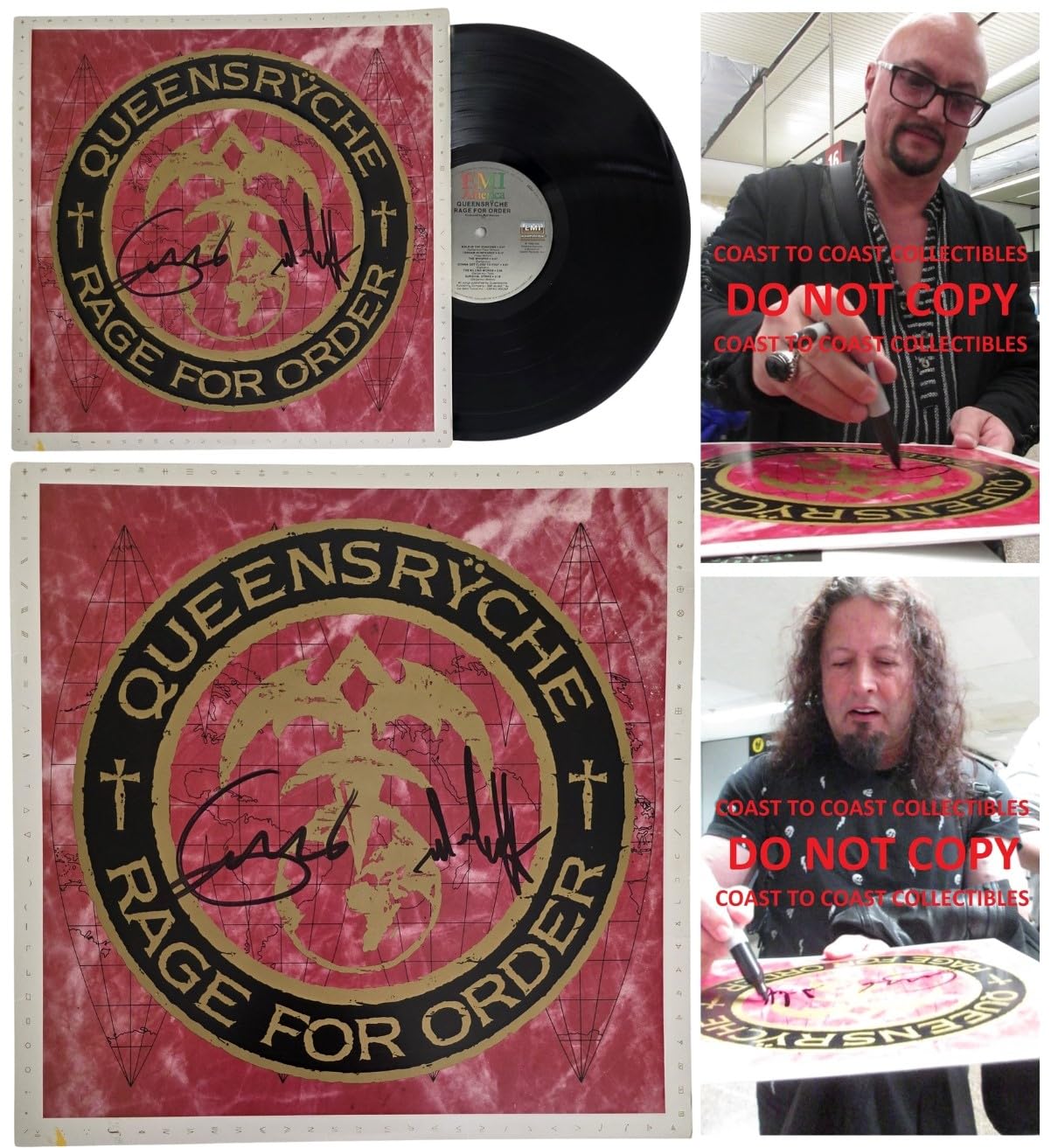 Geoff Tate Signed Queensryche Rage for Order Album COA Proof Autographed Vinyl Record Michael Wilton