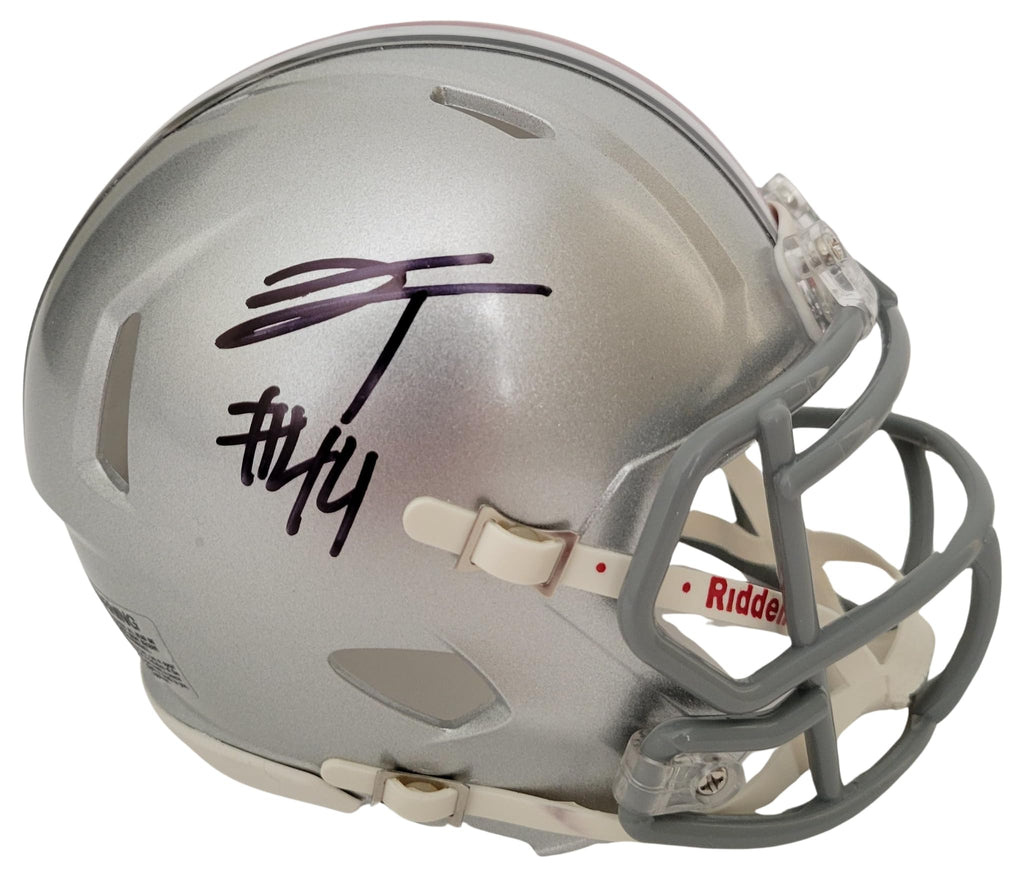 JT Tuimoloau Signed Ohio State Buckeyes Mini Football Helmet Proof COA Autographed