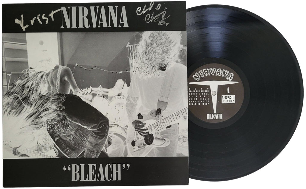 Krist Novoselic Chad Channing Signed Nirvana Bleach Album Vinyl Proof Autographed