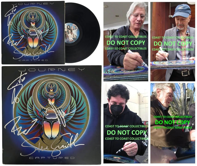 Journey Signed Captured Album COA Proof Autographed Vinyl Record Steve Perry, Steve Smith, Neal Schon, Ross Valory